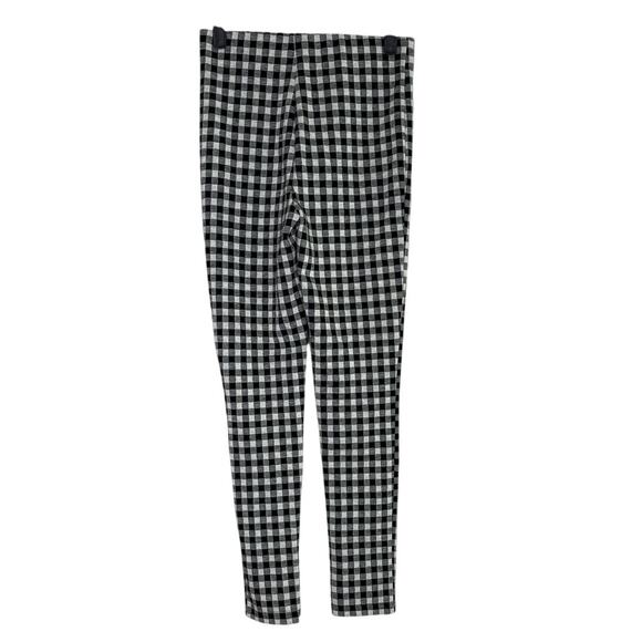 Zara Checkered Front Zip Up Mid Waist Skinny Stretch Ankle Pants S Black White - Picture 16 of 16